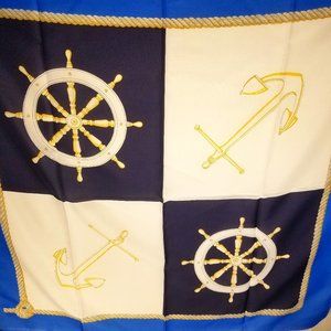 Nautical Ship's Wheel and Anchor Scarf - Made in Italy